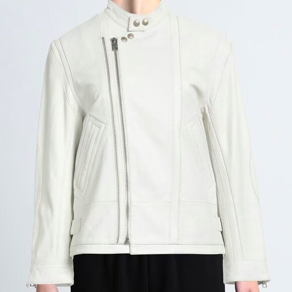 ZADIG & VOLTAIRE White Leather Jacket Size M - Picture 1 of 8